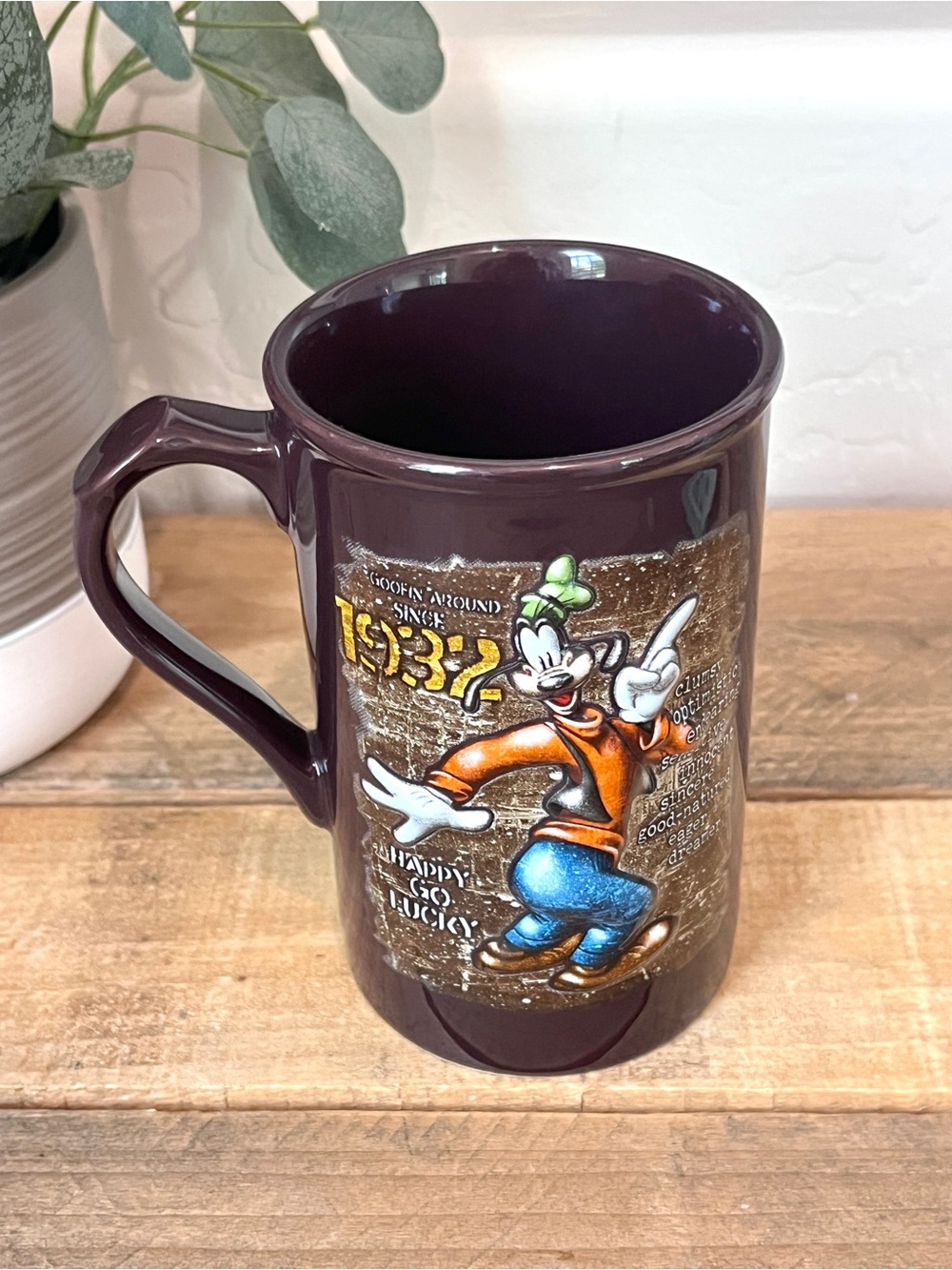 Disney Parks Goofy 3D Embossed Coffee Mug Goofin Around Since 1932 Brown